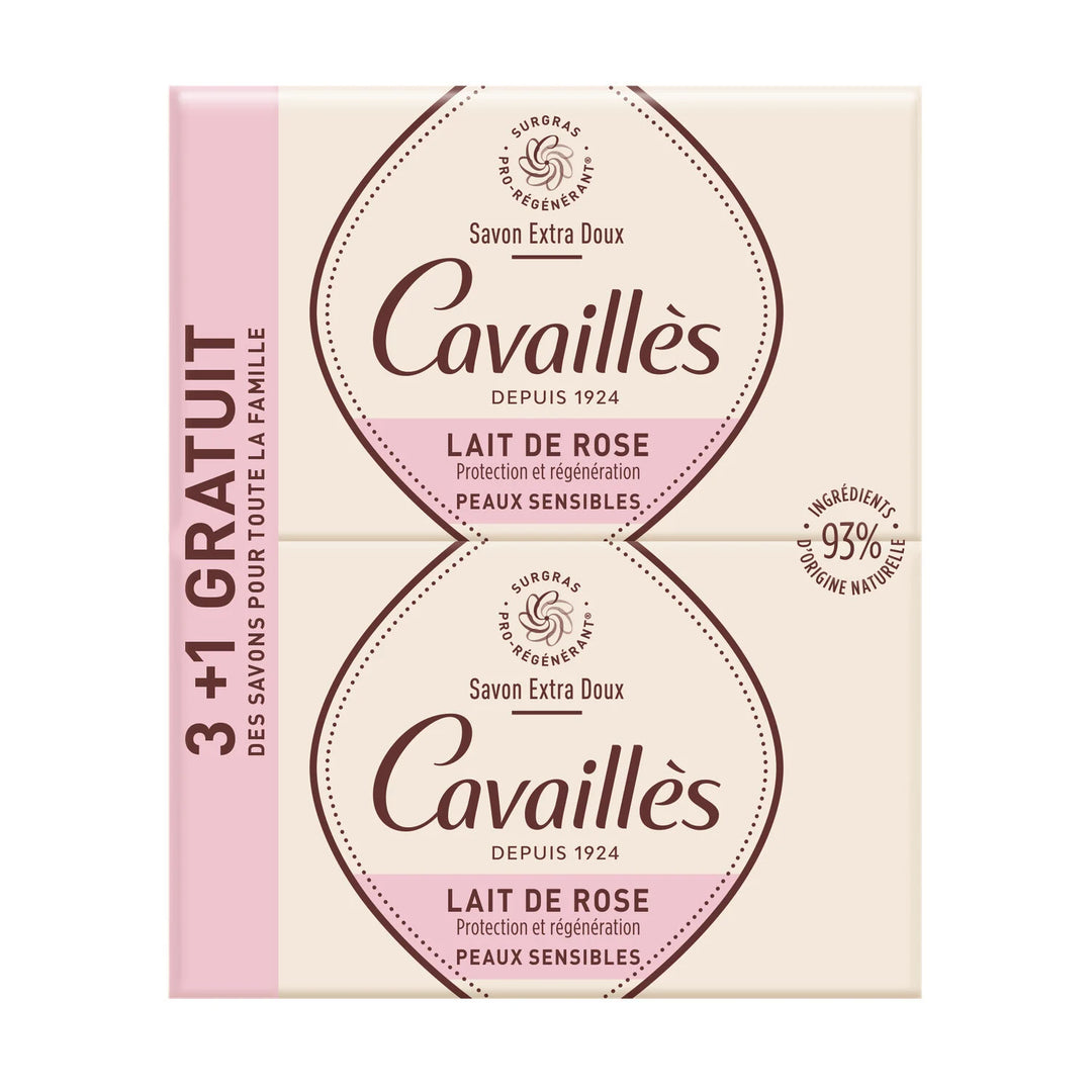 ROGE CAVAILLES Savon extra doux lait de rose 4x250g