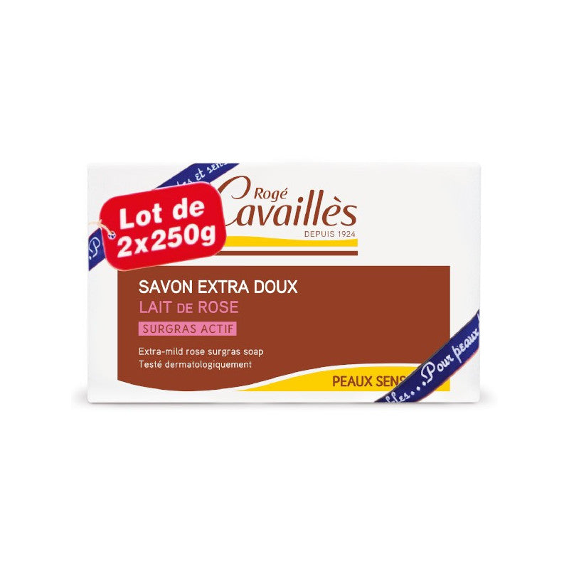 ROGE CAVAILLES Savon extra doux lait de rose 2x250g