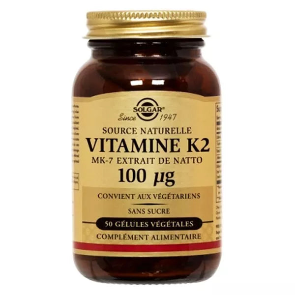 SOLGAR Vitamine K2 100 microgrammes Extrait de Natto 50 gélules